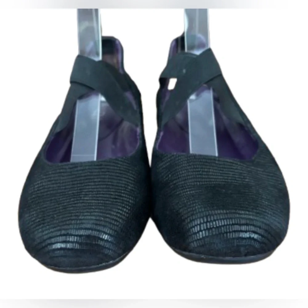 Van Eli Marjory blk w slght sprkle & elstc crss cross strps slngbk shoes SZ 6.5